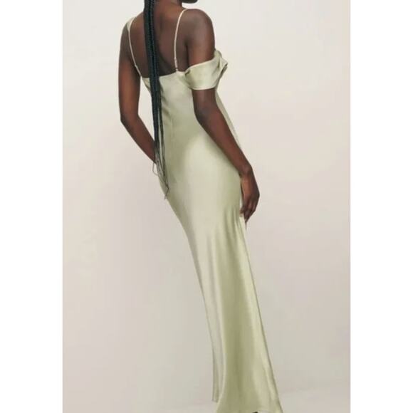 NWT Reformation Ronda Silk Wedding Gown Maxi Dress Size 16 Dried Herb #4B503 - Picture 4 of 12